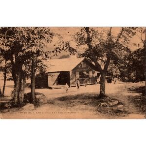 Vintage Mess Hall and Lodge at Camp Olmsted Sepia Postcard